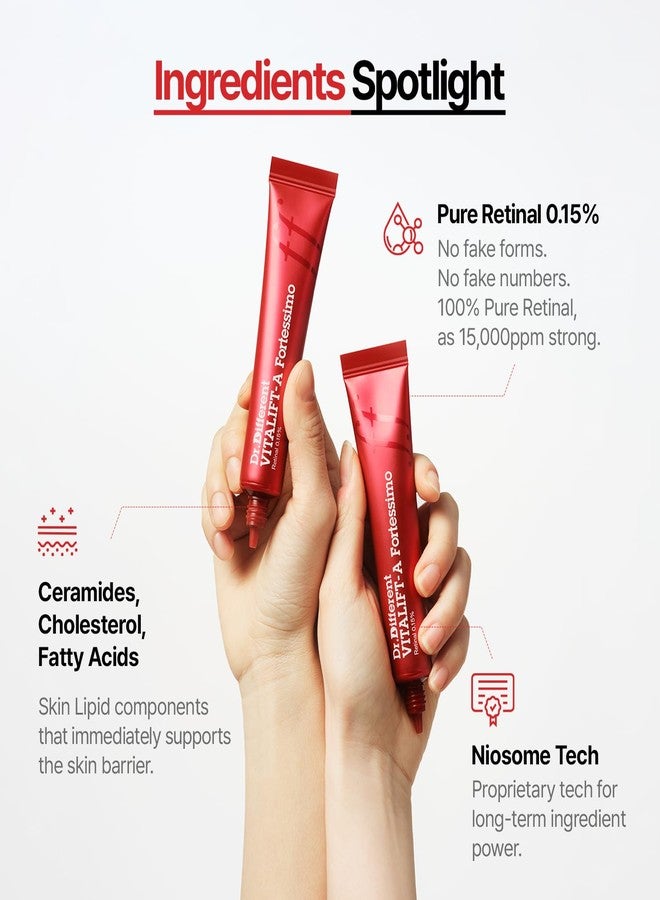 Dr.Different VITALIFT-A Fortessimo Retinal 0.15% - Clinical Grade Anti-Aging Cream for Wrinkle Reduction, Elasticity, Hydration, Lifting with Vita A, K-Skincare made by Korean Dermatologist, 1.06oz - Image 5